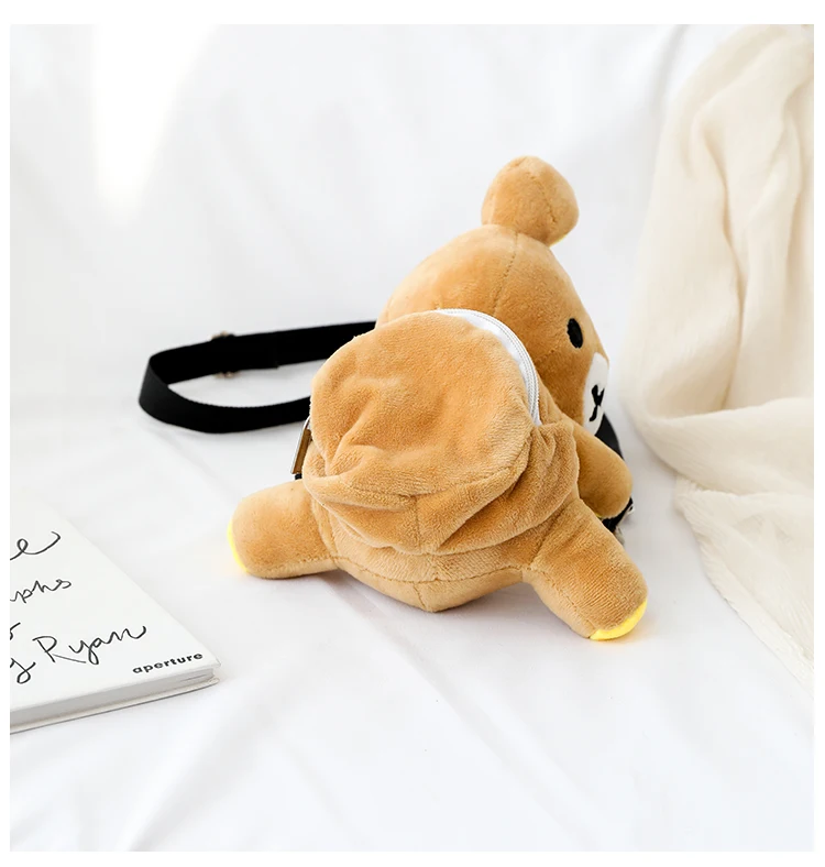 Cute 3D Rilakkuma Bear Shoulder Crossbody Bags for Teenage Girls Kids Plush Bag Children Cartoon Messenger Bag Purse Wallet