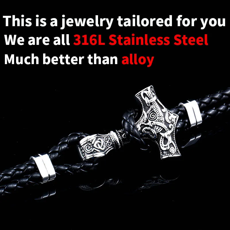 Beier 316L Stainless Steel dropshipping 1pcs thor\'s hammer mjolnir bracelet viking scandinavian norse viking bracelet Men gift