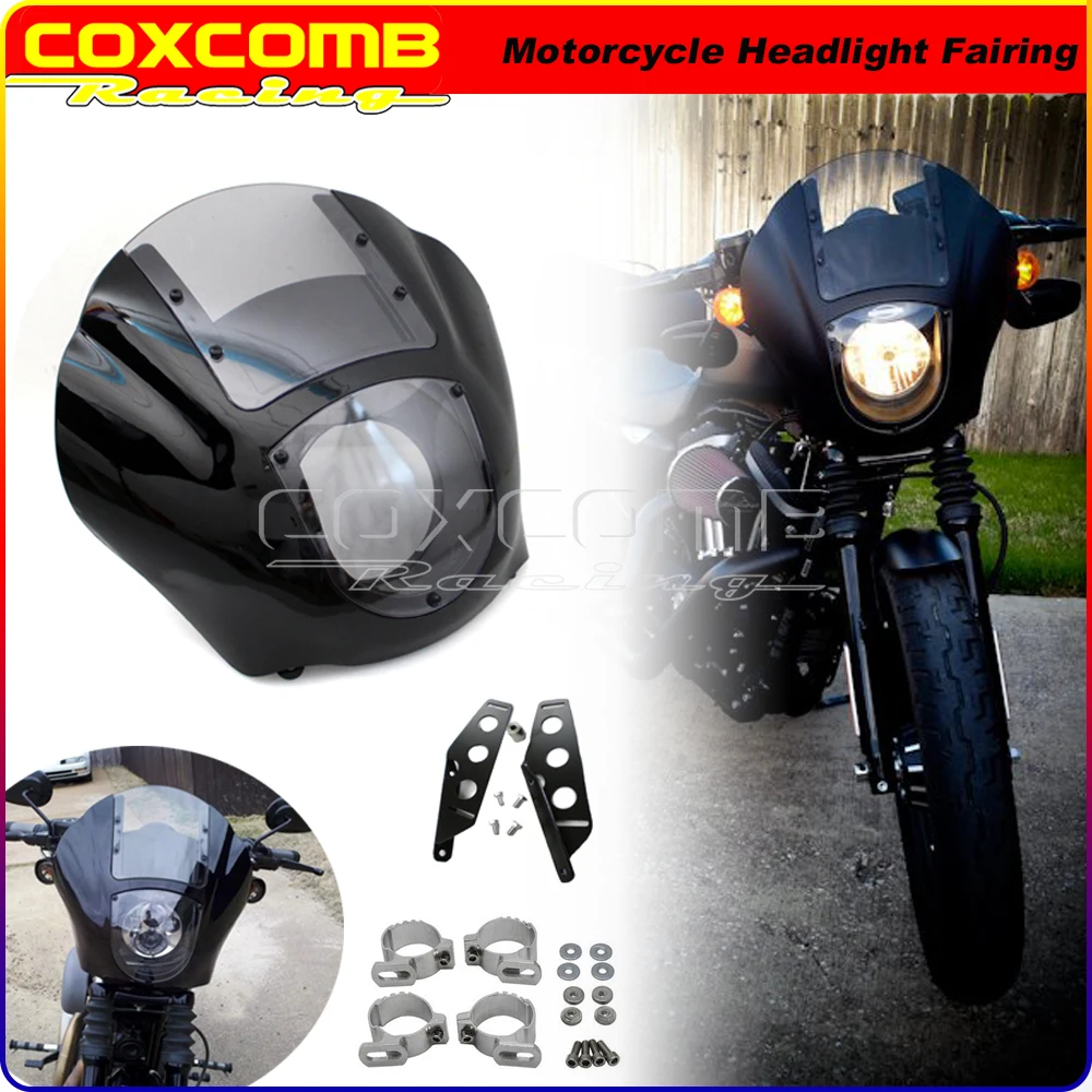 

Detachable Headlight Fairing Motorcycle Adjustable Fork Clamp Bracket Quarter Headlight Fairing for Harley Sportster Iron XL883