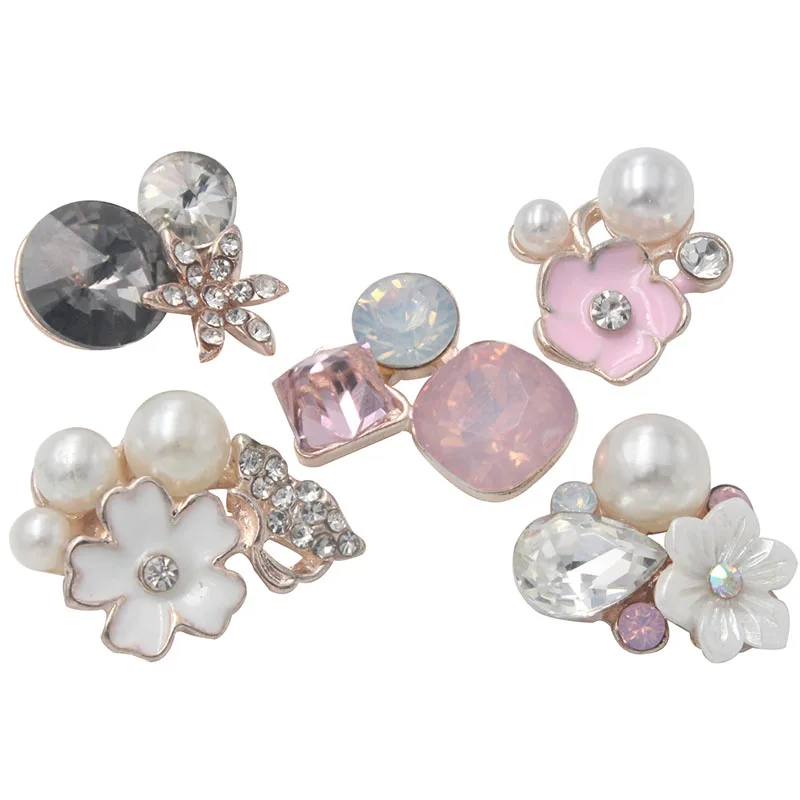 Fashion 10Pc (Can Mix) diamond Alloy Diy jewelry Accessories Flat Back Imitation pearls Base Settings Wholesale Handmade Fitting