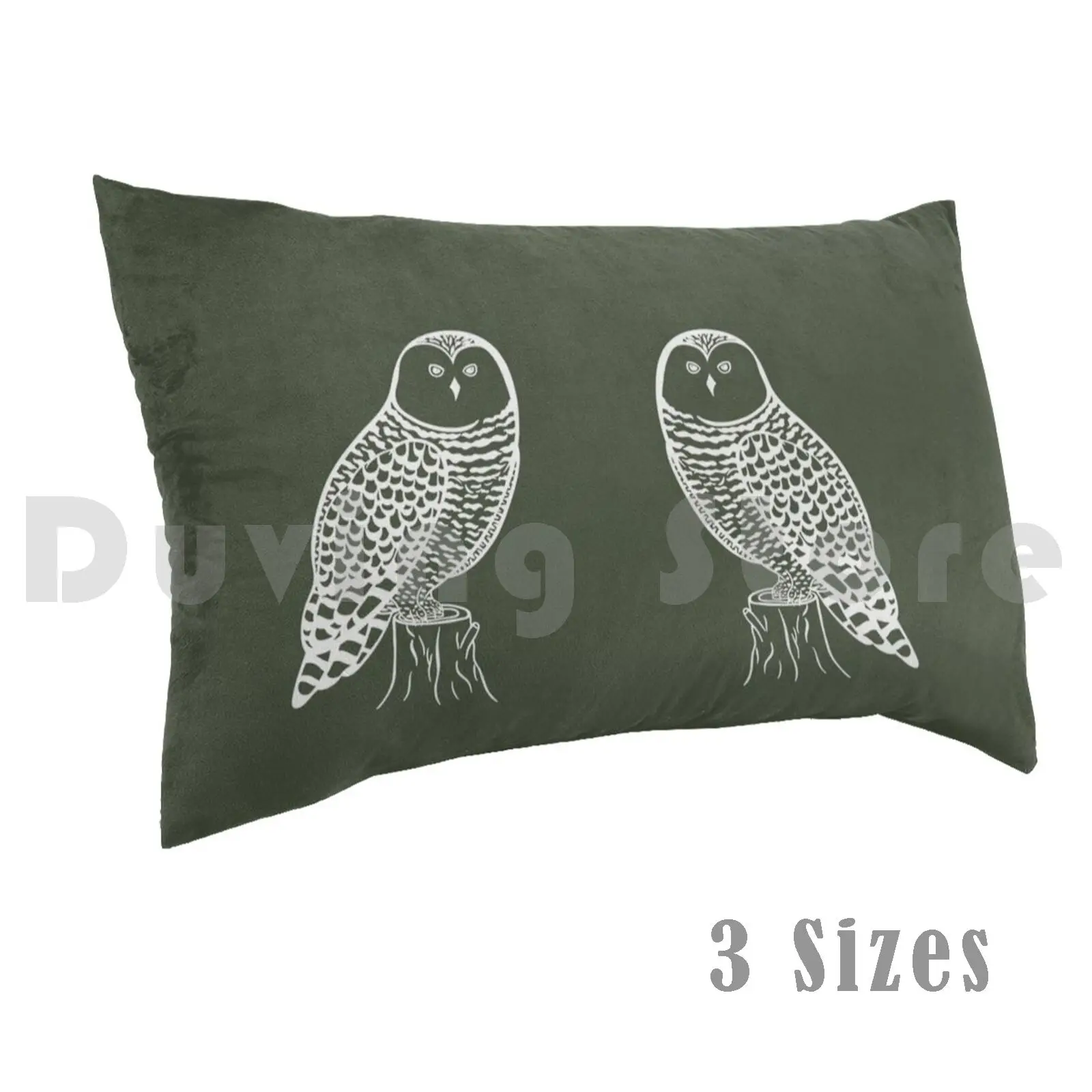 Snowy Owls In Love ( On Khaki ) Pillow Case 20*30 Inch Snowy Owl Snowy Owls Bird Birds Owl Owl Bubo