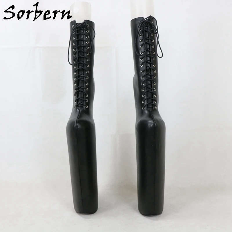 Sorbern Extreme High Heelless Mid Calf Boots For Women Platform Long Boot Black Platform Boots Size 5-16 Custom Service