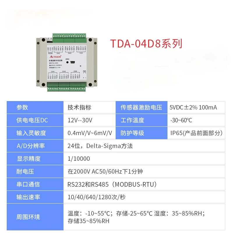 Transmetteur numérique multicanal indépendant, Module d'amplification de poids, TDA-04D, RS485, RS232