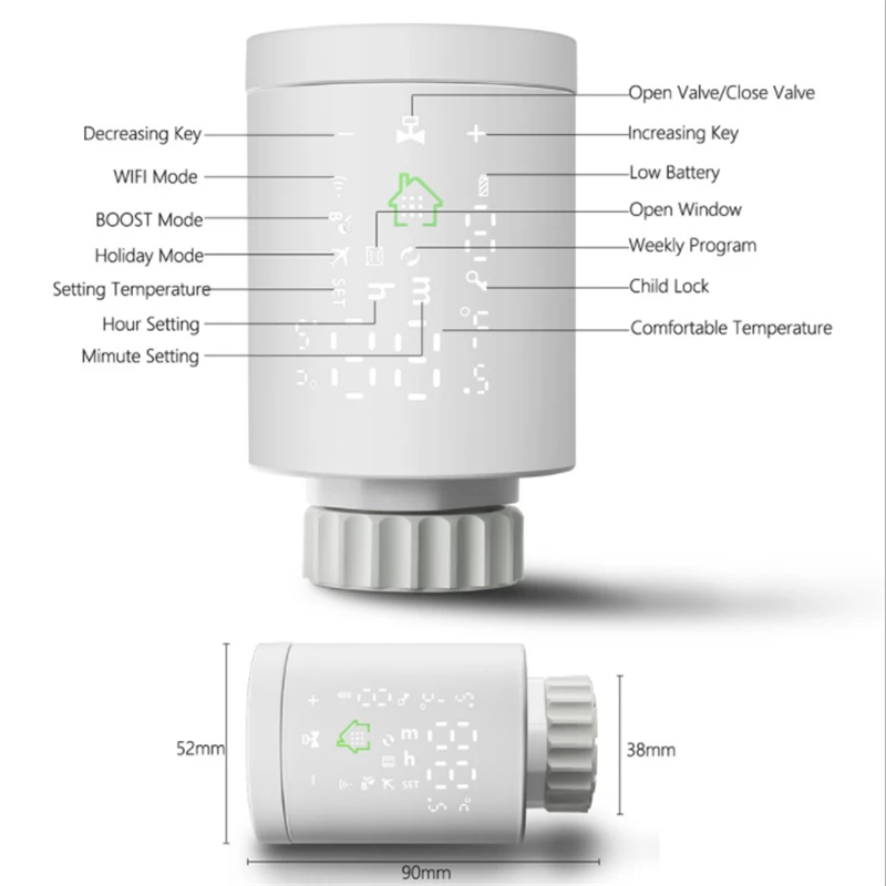 

Alexa Smart Life Temperature Controller Intellgient Tuya Zigbee Wifi Thermostat Battery