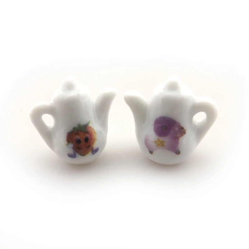 Fashion chinese style teapot ceramic charms for jewelry, cartoon animals printed ceramic pendants 50pcs/lot