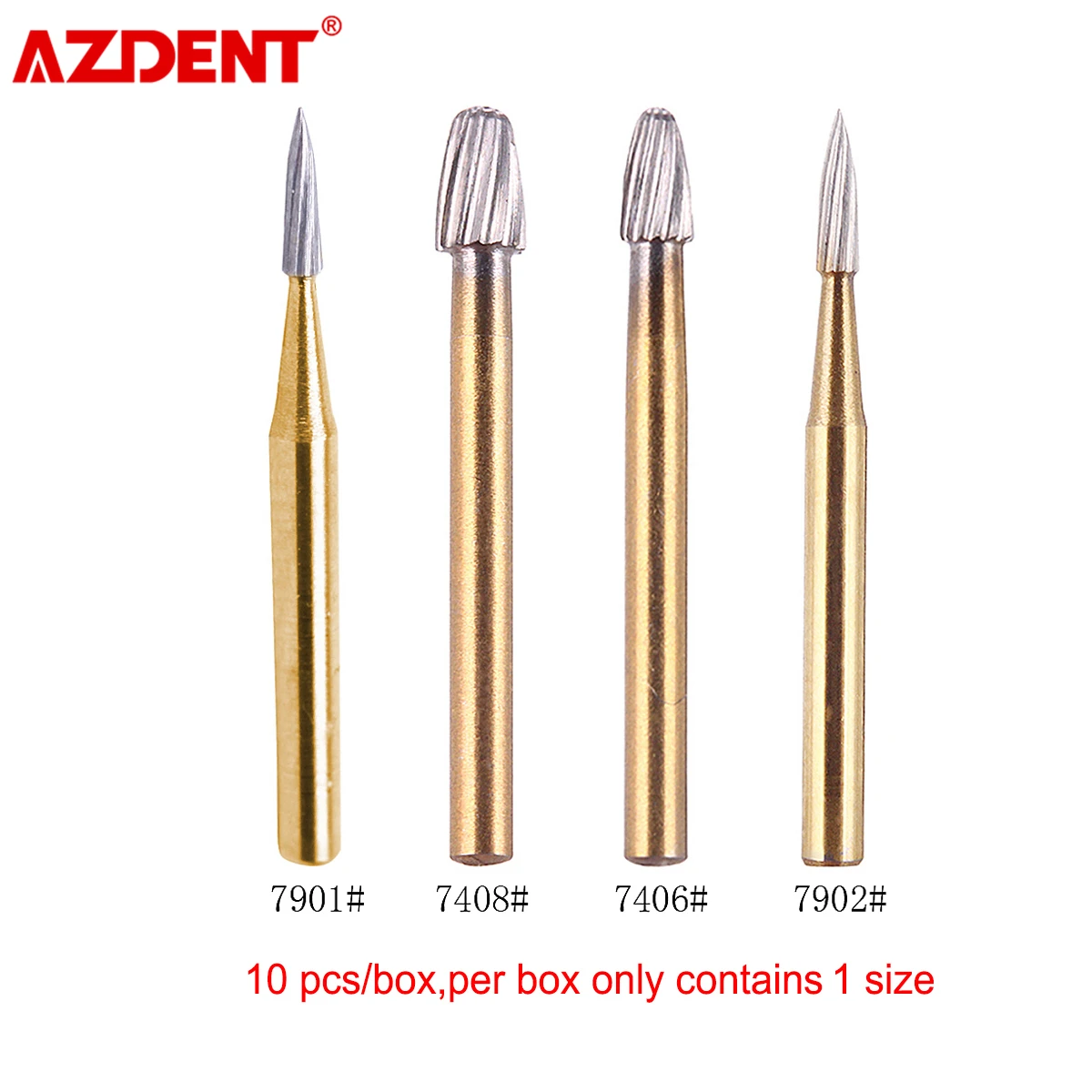 

10pcs/Box Titanium Plating Tungsten Steel Needle Dental Burs for High Speed Handpiece Dia.1.6mm