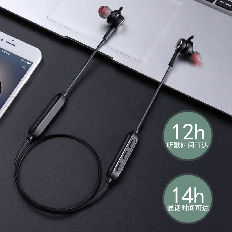 ENGLAI D02 wireless bluetooth headset sports mini dual stereo in-ear universal neck hanging magnetic earphones explosion models