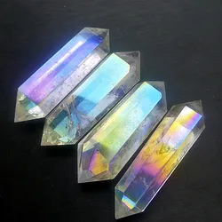 Natural Aura Angel clear crystal stone  Double tip wand point healing quartz stones