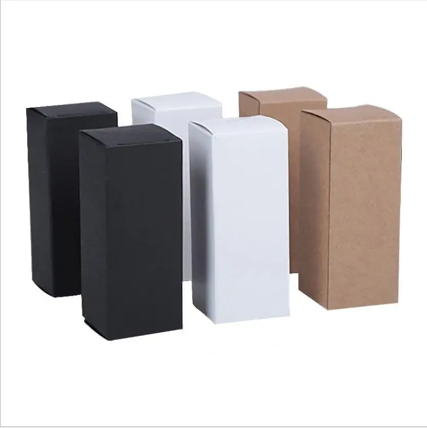 Caixas De Papelão De Tubo De Papel Kraft Branco e Preto, Caixa De Embalagem De Garrafa De Óleo Essencial, Caixa De Armazenamento De Cosméticos Em Branco, 100Pcs