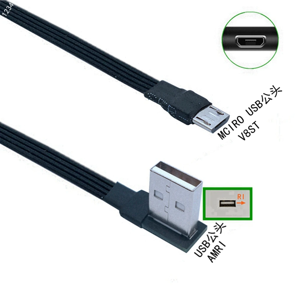 Кабель Micro USB, зарядное устройство, USB-шнур, колено 90 градусов, нейлоновый плетеный кабель для передачи данных для телефона Android