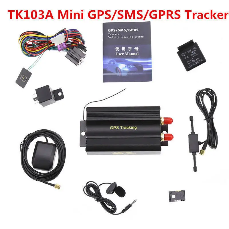 GSM/GPRS Tracking Vehicle Car GPS Tracker Tk103A GPS103A Real Time Tracker Door Shock Sensor ACC Alarm Tracking System