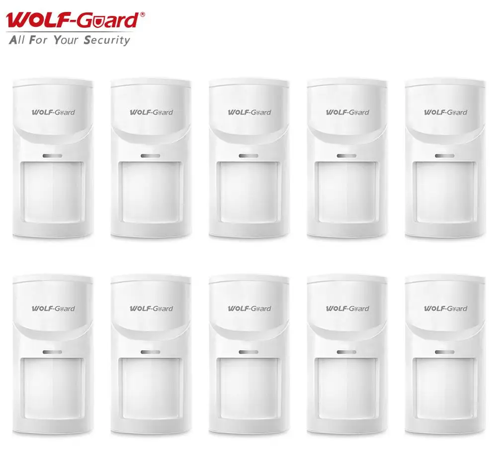 

10Pcs Wolf-Guard Wireless PIR Sensor Motion Detector Anti-Tamper Parts for GSM Wifi Home Security Alarm Burglar System 433MHz