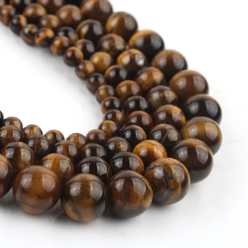 Natural Stone Yellow Tiger Eye Round Beads 15