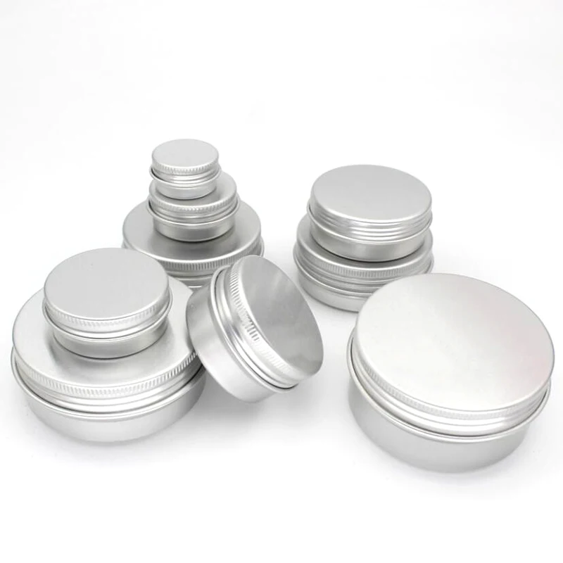 

50PCS 5g/10g/15g/30g/50g/60g candle jar Empty Aluminum Jars travel Refillable Cosmetic Bottle Packaging Containers Screw Cap