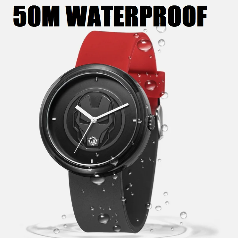 Marvel For Women Watch Avengers Spider Iron Man Quartz Wristwatch 3D Stereo Dial Crystal Silicone Strap Uinsex Disney Clock Date