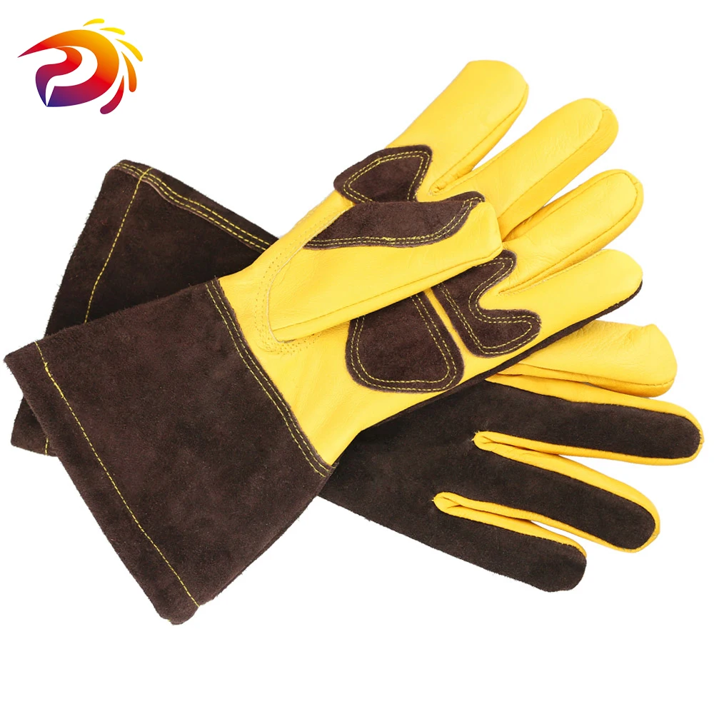 Welding Work Gloves with Leather Palm Welders Thick Cow Leather Stove Heat Resistant BBQ Glove