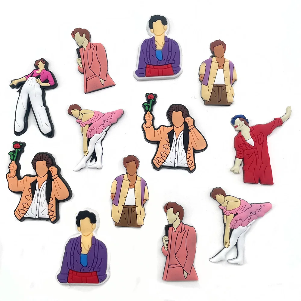 Hot 1pcs Famous Singer Character PVC Shoe Charms DIY Cartoon Shoe Accessories Fit Sandals Decorations Girls kid Boy ​Party Gifts