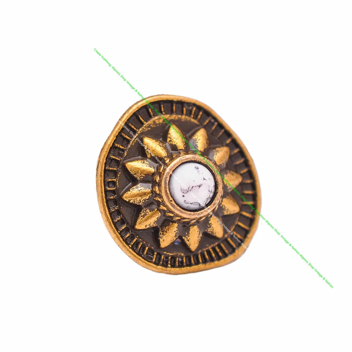 10pcs 19*18mm Vintage Messing Sonnenblume schwarz türkis Conchos Zubehör für DIY Leder Handwerk Gürtel Ledertasche Schlüssel bund Dekor – Detail 1