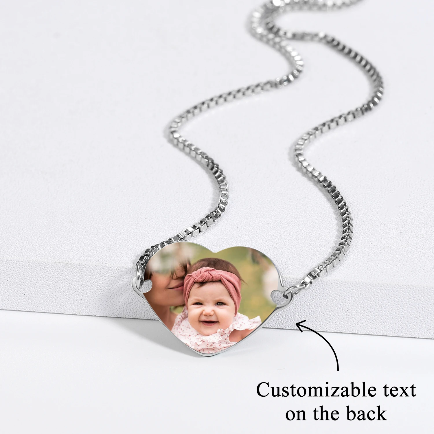 Custom Name Photo Heart Engraved Tag Bracelet Personalized Nameplate Gold Silver Color For Women Men Customized Letter Jewelry