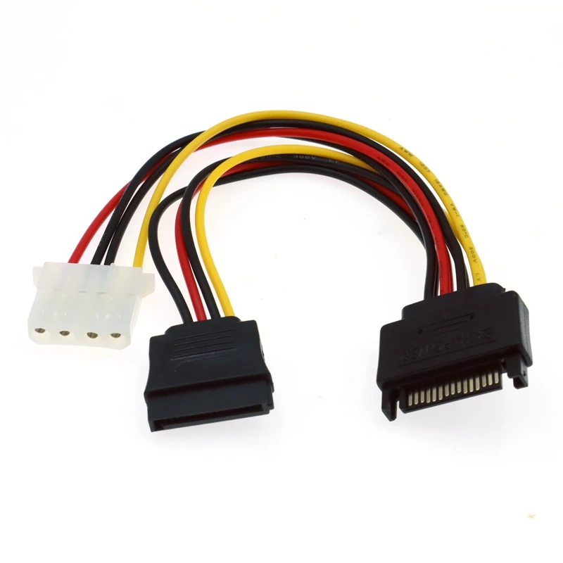 SATA 15 broches mâle vers 600 + 4 broches 600 SATA, alimentation du châssis d'ordinateur, utilisé pour le disque dur IDE vers SATA série