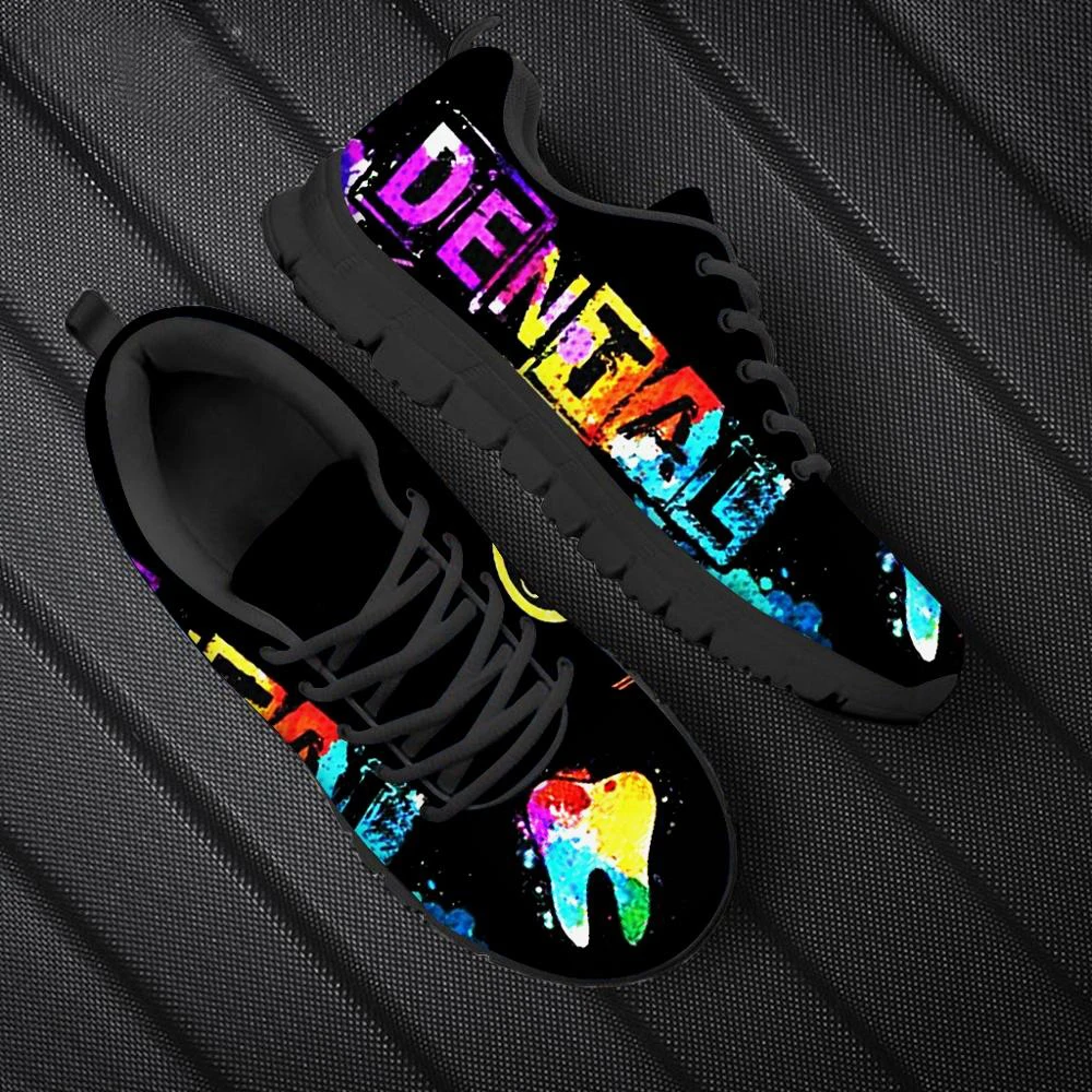 Casual shoes for women 2025 Men Lace Up Flats Sneakers Cute Cartoon Galaxy Dental/Tooth/Dentist 3D Print Women Jogging Shoes