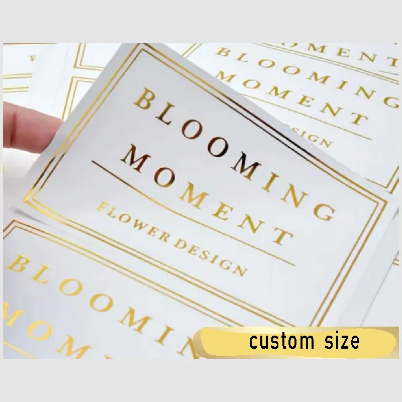 Rectangular 100 Pcs/thank Label Transparent Gold Foil Any Size Custom Company Label 4x2cm