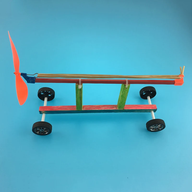 Elastico Power Car kit di scienza educativa fai-da-te esperimento per bambini divertimento giocattoli di fisica stelo scuola progetto regalo legno