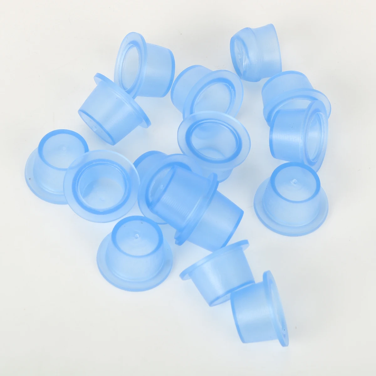 100 Pieces S/M/ Soft  Silicone Disposable Microblading  Blue Transparent Tattoo Ink Cup Permanent Makeup Accessories Container