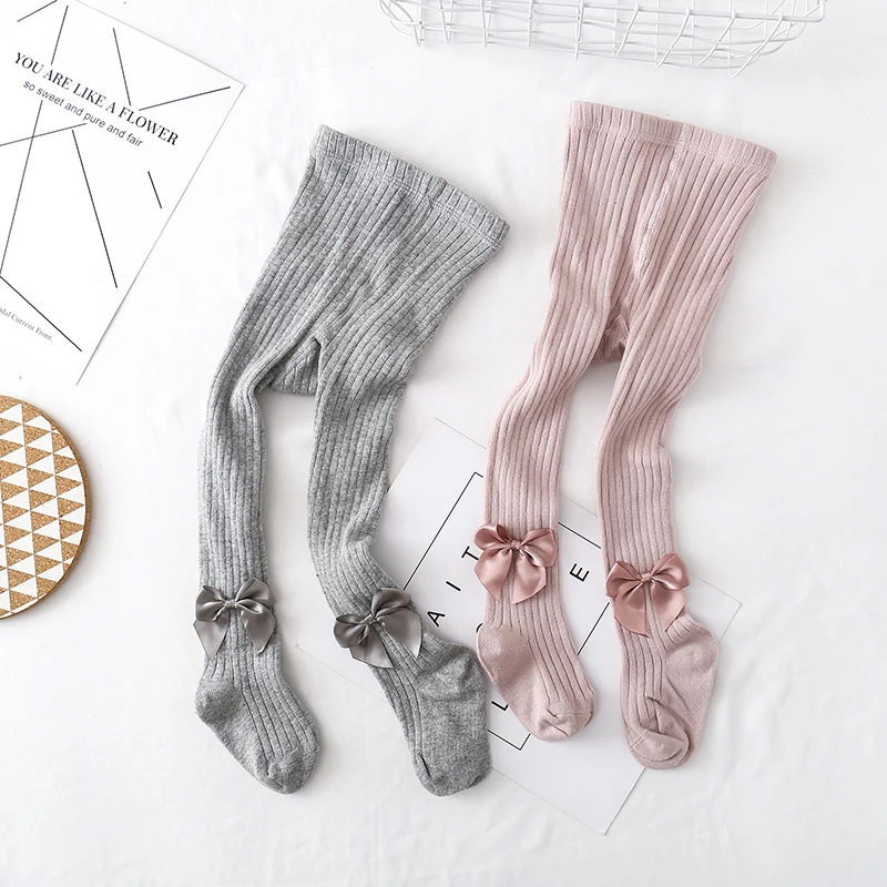 0-6T Girl Bow Tights Spring Autumn Winter Bowknot Pantyhose Kids Children Stockings Baby Stocking Infant Knitted Collant Tights