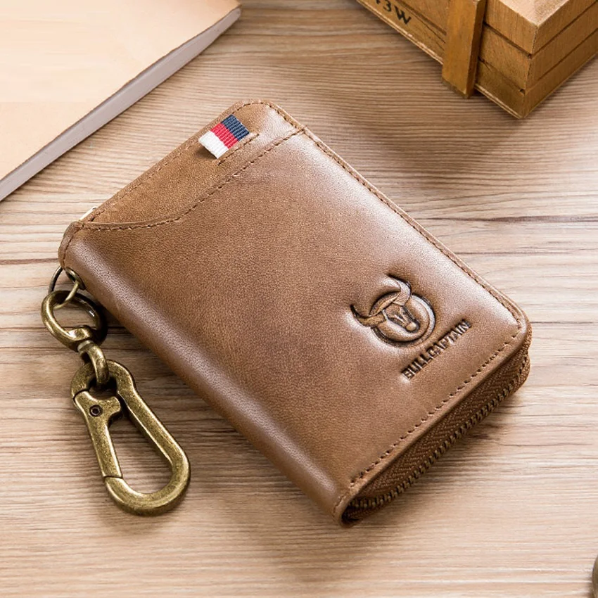 

Genuine Leather Key Pocket Men Card Holder multi-function Key Wallets Male Purses Large Clutch Anti-theft Zipper Card Bag