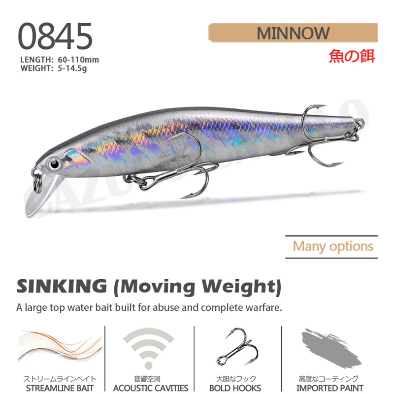 Acessórios de pesca isca afundando minnow isca pesos artificiais 5-14.5g pesca accessorios mar peche a la carpe produtos de peixe leurre