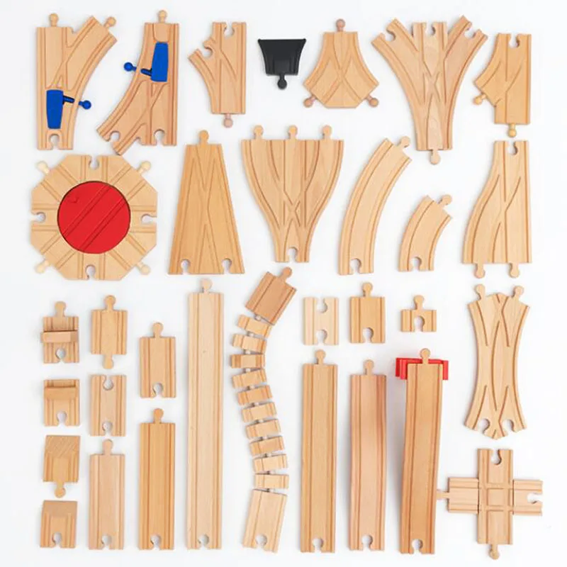 Wooden Track Accessories Beech Wooden Railway Train Track Toy Fit Biro All Brands Wood Tracks Toys for Children