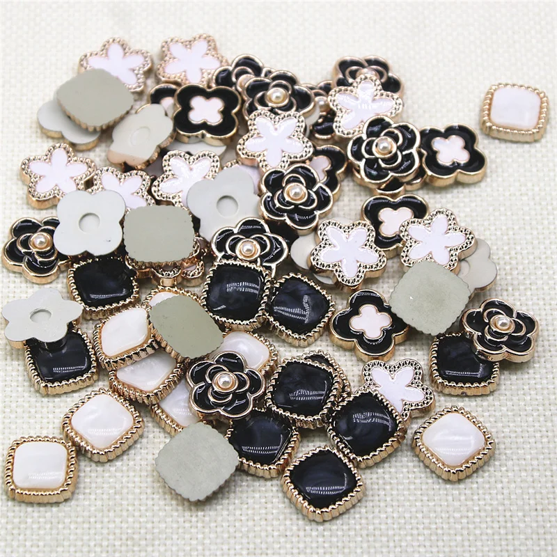 30pcs Flower Square flat back button cute Home Garden Crafts Cabochon Scrapbooking Clothing accessories