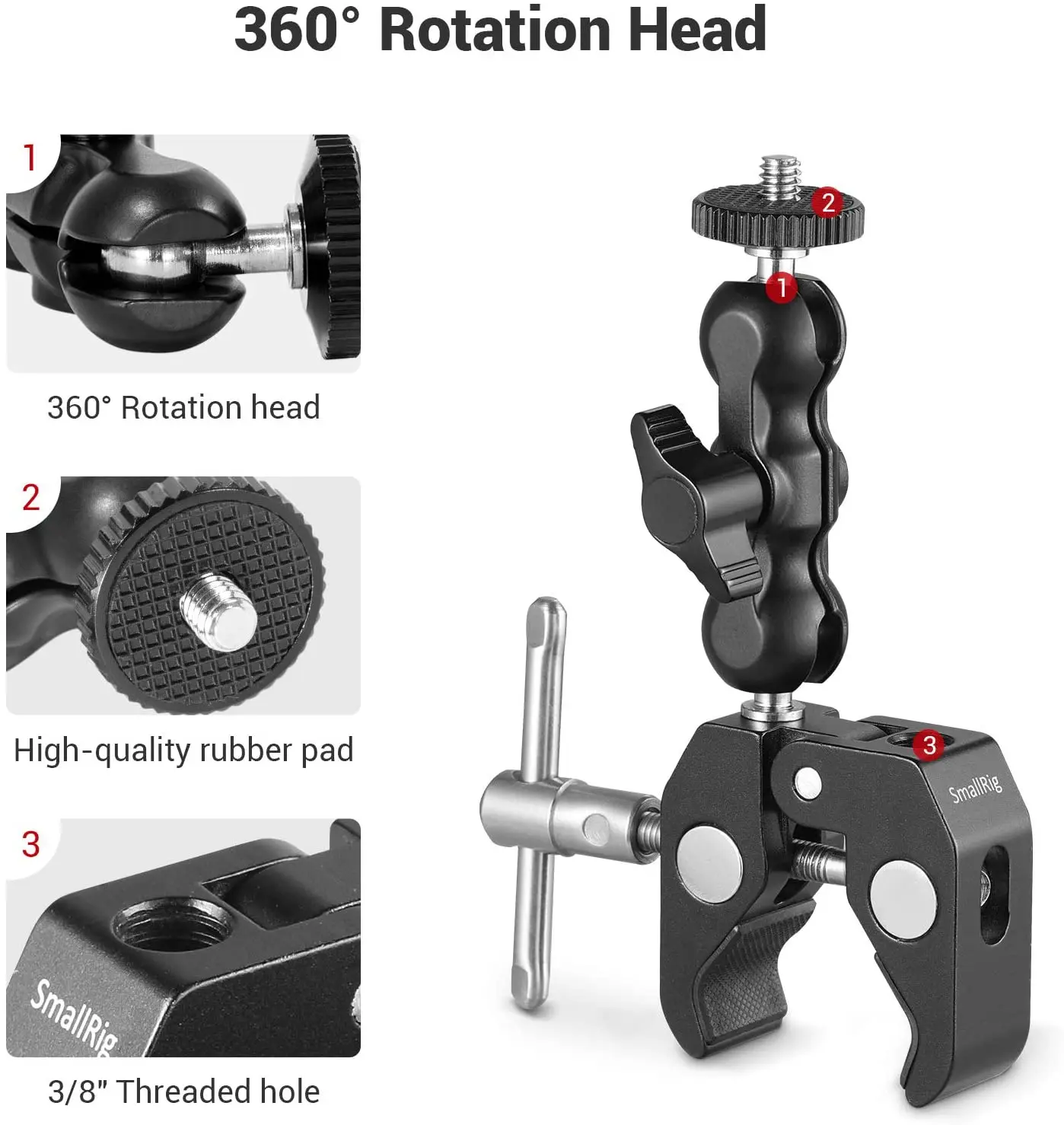 SmallRig Multi-Functional Crab-Shaped Clamp with Ballhead Magic Arm For DJI stabilizer for Freefly Stabilizer/Video C-stand 2164