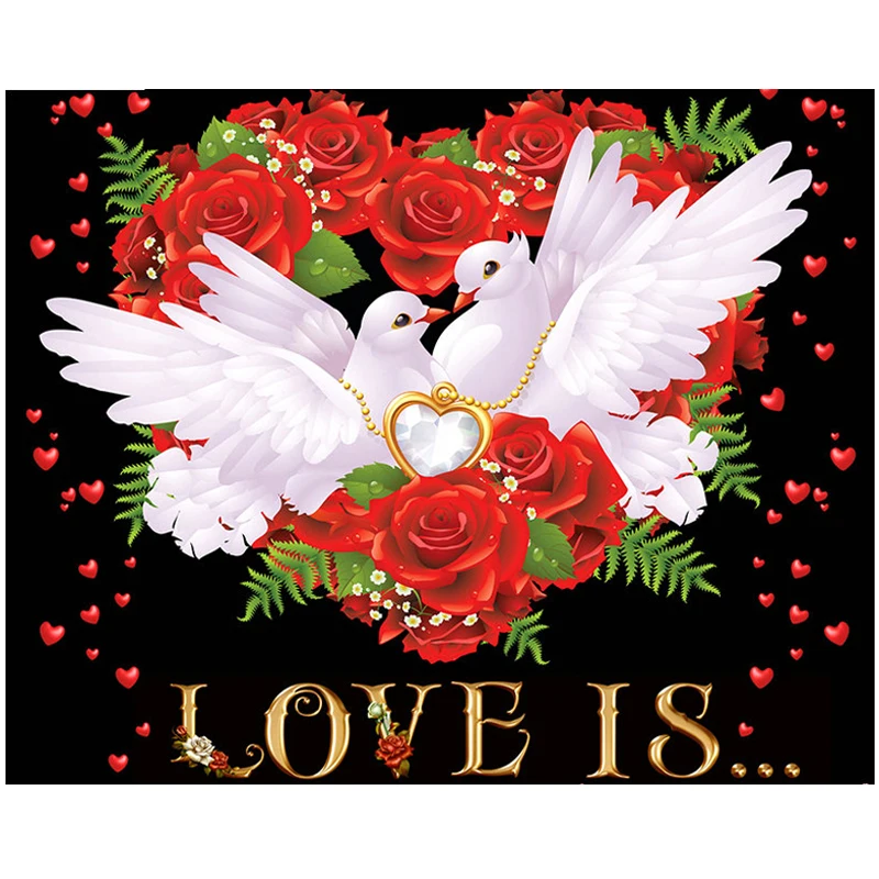 5d Diy Diamond Painting Cross Stitch Full Square Drill Love icons Rose dove Diamond Embroidery kits Diamond Mosaic Arts Wedding