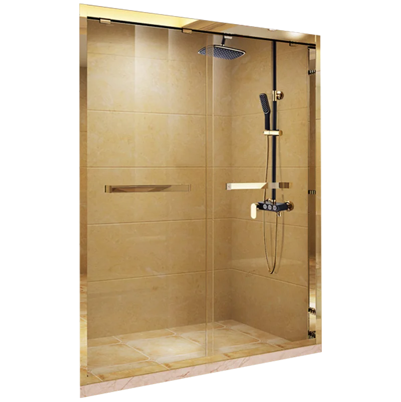 

Stainless steel shower room partition custom one word simple dry wet separation bathroom integral shower room sliding door glass