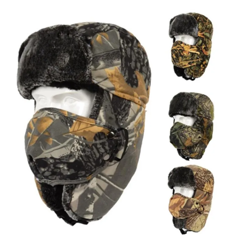 

Winter Windproof Riding Cycling Full Face Mask Warm Wool Lining Face Shield Bionic Camo Hunting Fishing Tactical Face Guard