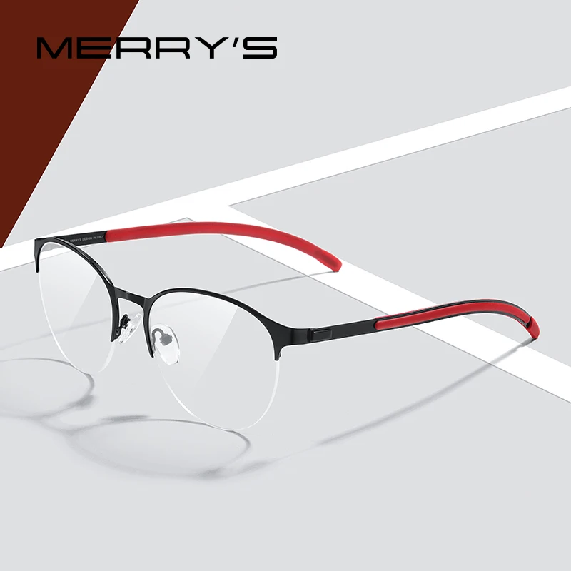 

MERRYS DESIGN Men Titanium Alloy Optical Glasses Frame Ultralight Oval Men Prescription Eyeglasses Antiskid Silicone Legs S2365