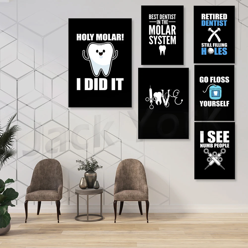 الأسنان المتقاعد طبيب الأسنان الجد قماش اللوحة المشارك يطبع الأسنان طبيب الأسنان جدار صورة فنية الديكور طبيب مكتب غرفة ديكور