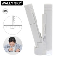 Foldable Magnifying Loupe 100X White Mini Magnifier with LED Illumination Portable Pocket Microscope with or without Scale