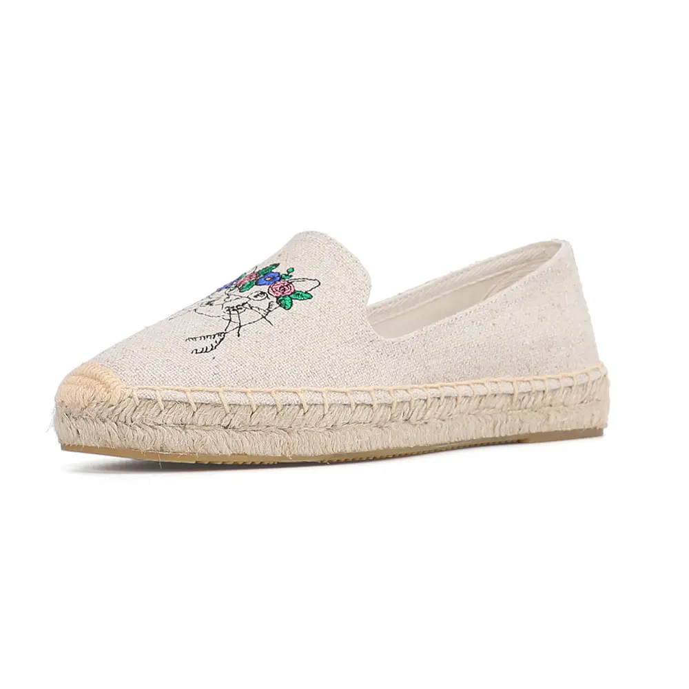 2021 Flat Platform Casual Shoes Zapatillas Mujer Embroider Espadrilles Lady Driving Flats Causal Espadrille Comfortable