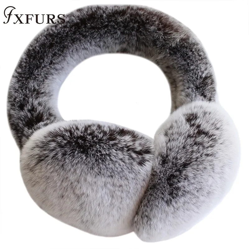 FXFURS 2020 New Fashion High Quality Unisex Real Rex Rabbit Fur Earmuffs Womens Real Fur Ear Warmer Winter Kids Warm Earmuffs