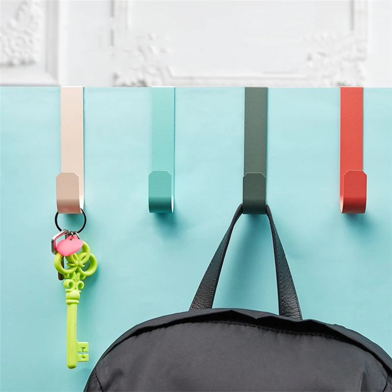 1Pcs Color Door Rear Hook Stainless Steel Clothes Bag Key Door Rear Rack Home Kitchen Cabinet Bathroom Storage Supplies