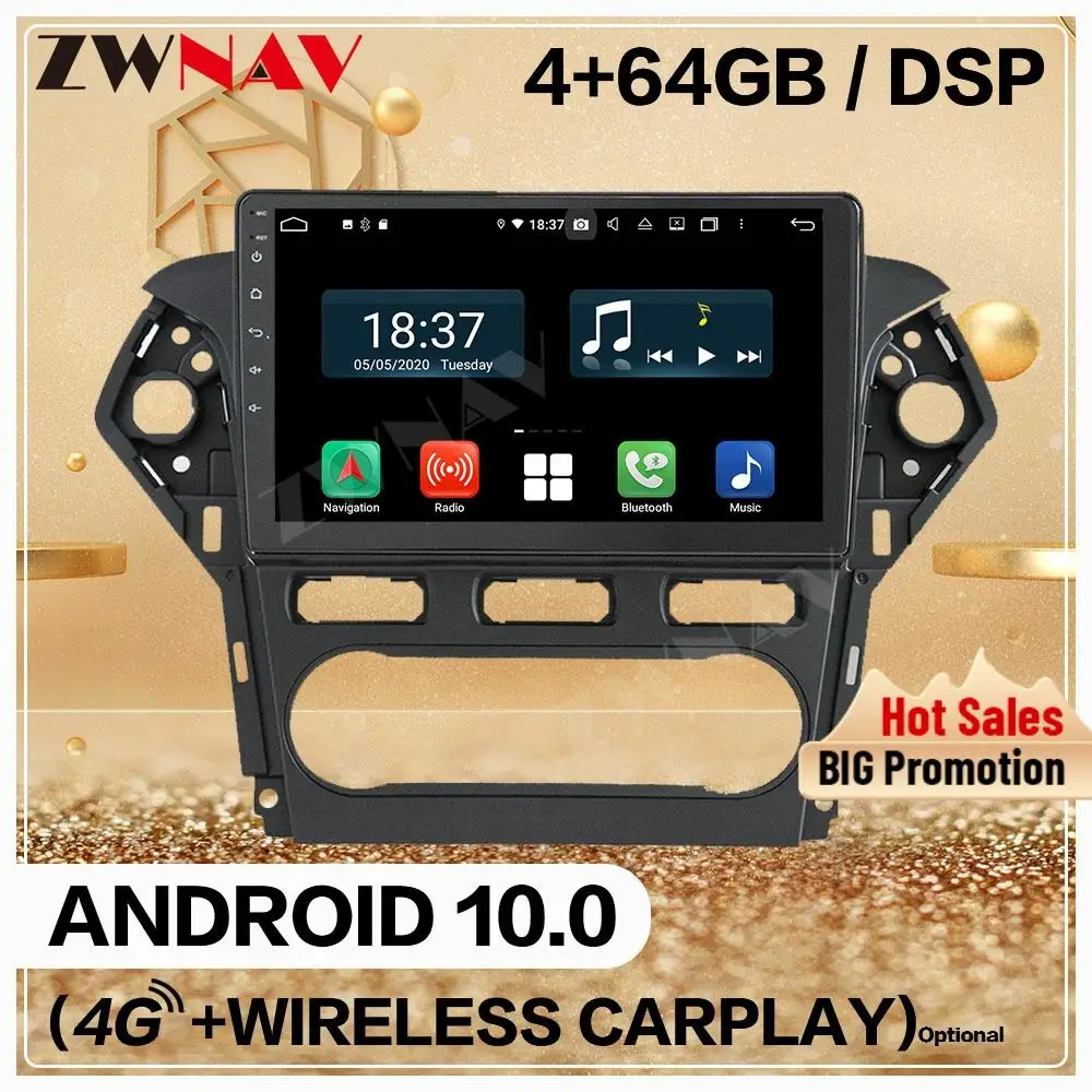 128G Carplay For Ford Mondeo MK4 2007 2008 2009 2010 Android 10 Screen Car Multimedia Player Auto Audio Radio GPS Navi Head Unit