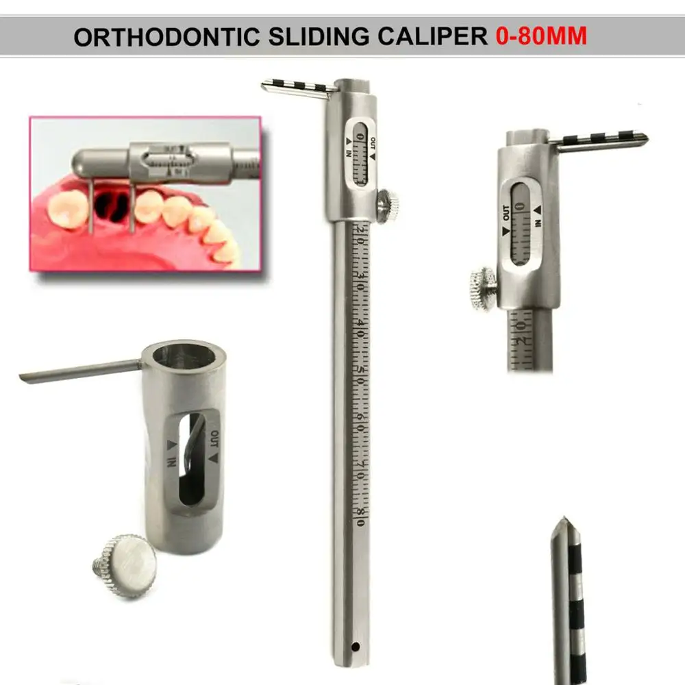 Orthodontic Sliding Caliper Sliding Caliper Dental Implant Measuring Gauge Orthodontic Scale Round