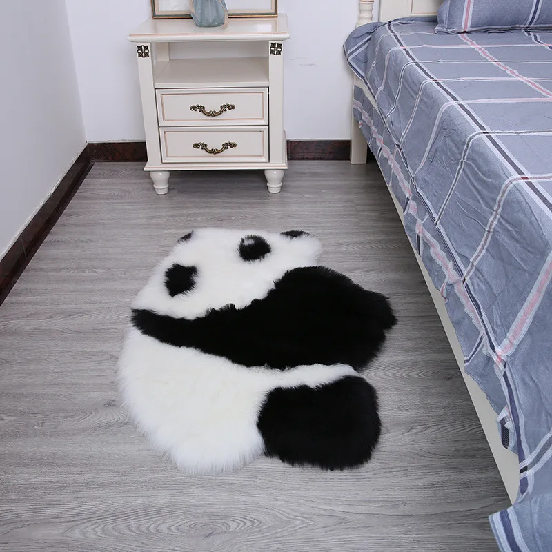 Non-slip Animal Rug Long Fluff Panda Koala Mat Faux Fur Carpet Living Room Bedroom Sofa Cushion Artificial Fluffy Doormat