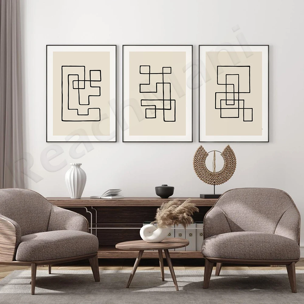 Abstract Line Art Print , Printable Wall Art, Continuous Line Drawing, Gallery Wall Set, Neutral Wall Art