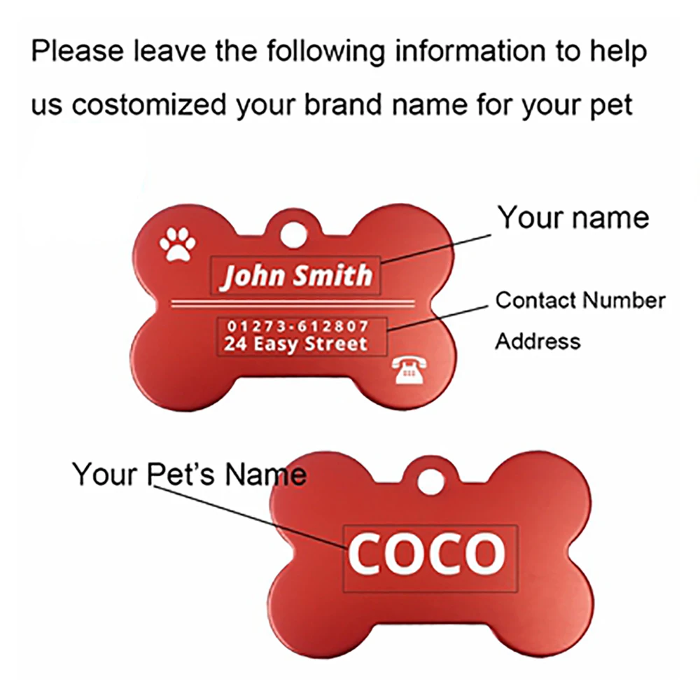 Etiqueta de identificación personalizada para mascotas, etiqueta de nombre grabada para perros, gato, cachorro, Collar de identificación para