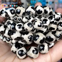 Natural Stone Faceted Soccer Tibetan Dzi Agates Beads Loose Spacer Round For Jewelry Making 6-12MM DIY Bracelet Accessories