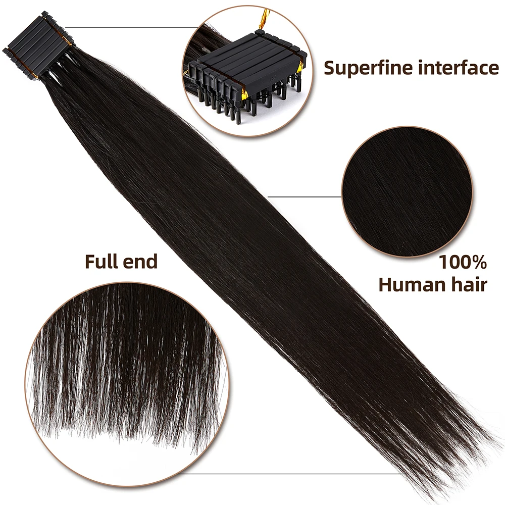 2nd Geração 6D 1B Cuticle alinhados virgem cor natural em linha reta extensão do cabelo humano 13 pçs/lote 52g total